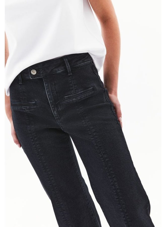 OXXO Mid Rise Flare Denim Pants-BLACK - Image 3